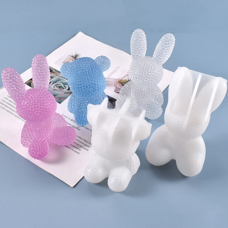 

Кристаллическая форма из эпоксидной смолы, 3D кролик, настольные украшения, силиконовая форма для литья своими руками, для 40 ГБ