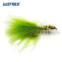 wifreo 8pcs 10 brass gold bead head chartreuse green streamer fly for trout fly fishing flies chartreuse olive orange color