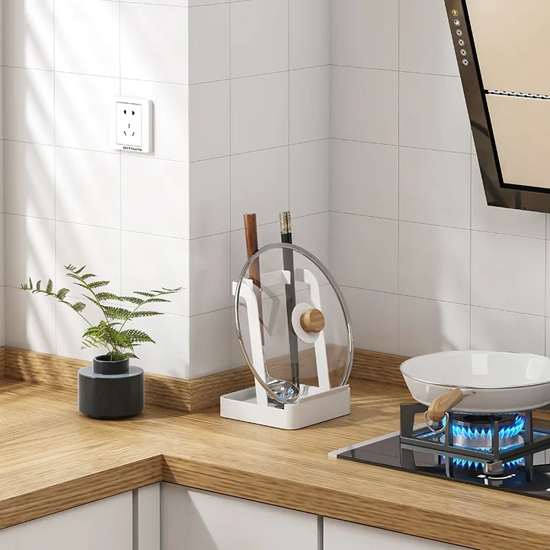 

Sitting Kitchen Countertop Rack With Water Collection Tray Household Cover Cutting Board Storage Rack Pot