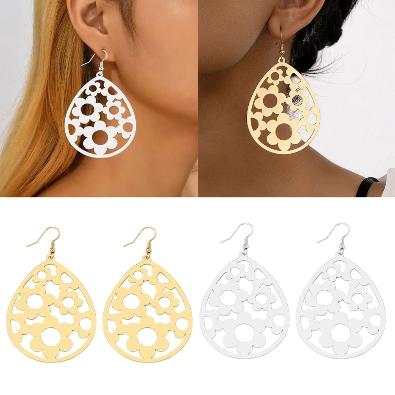 

Geometric Hollow-out Earrings Retro High-end Sense Niche Personality Ear Drop