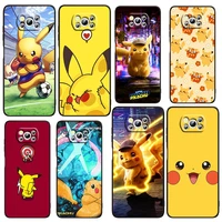 pokemon pikachu cute for xiaomi civi mi poco x4 x3 nfc f3 gt m4 m3 m2 x2 f2 pro c3 4g 5g soft tpu cover black phone case