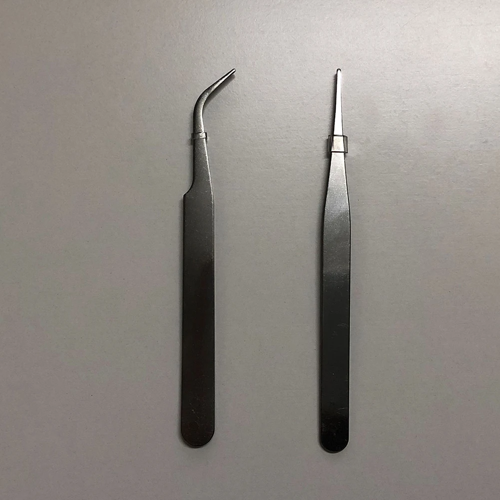 

Tip Tweezers 2pcs Tweezers Anti-magnetic Curved Straight Dismantling Maintenance Mini Tweezers For Picking Up Parts