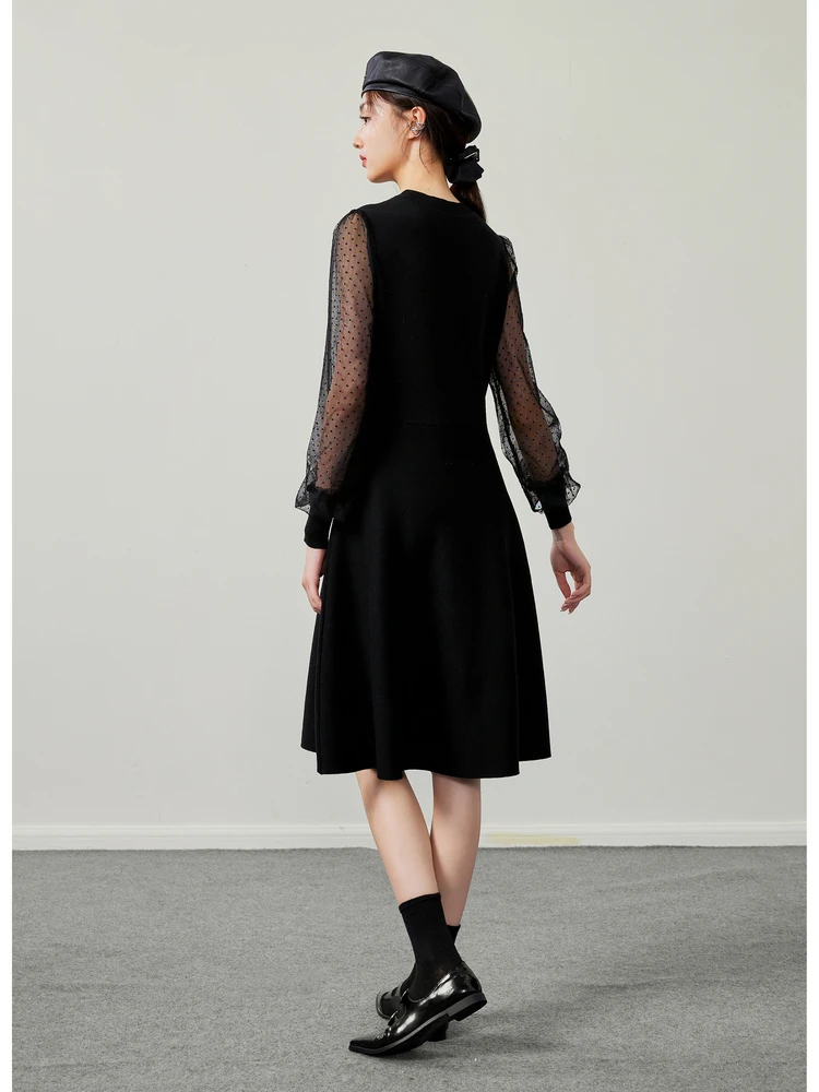 Qiushuiren National Sle трикотажное черное платье 2024 новинка зимы женская обтягивающая