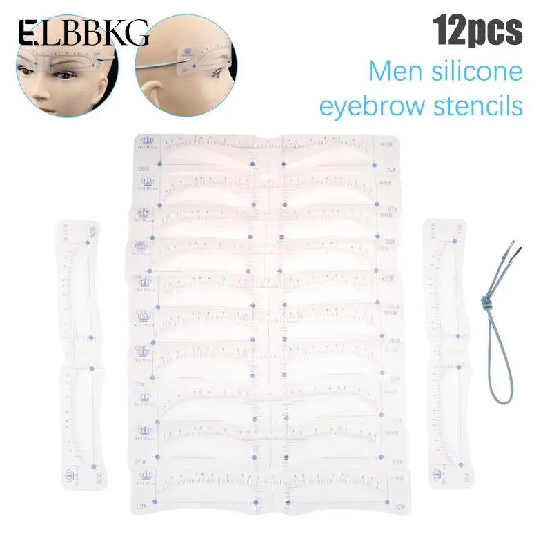 

12Pcs Reusable Silicone Eyebrow Stencils Makeup Eyebrow Drawing Guide Card Template DIY Makeup Tools Travel Portability
