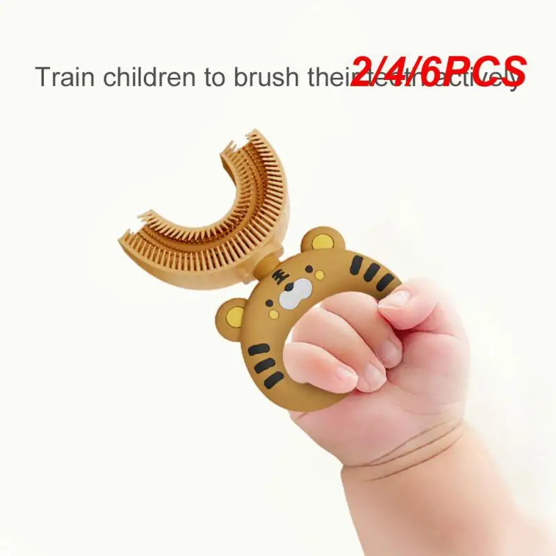 

2/4/6PCS Oral Toothbrush Silicone Ring Handle In Many Ways U-shaped Packaging Structure Food Grade Silicone Brush Head