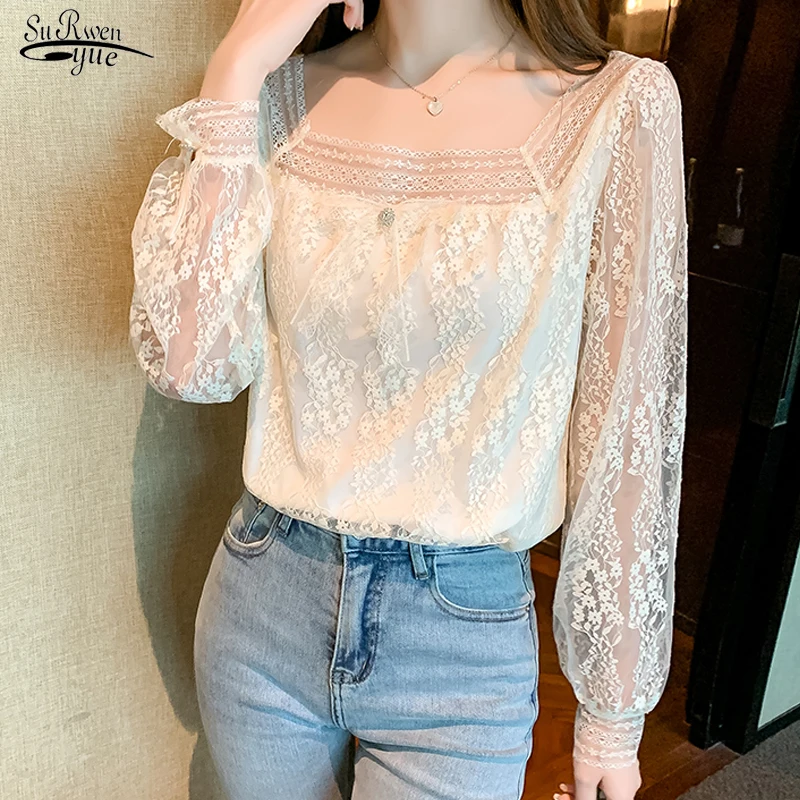 

Элегантная приталенная блузка абрикосового цвета с бантом и цветами, Женская французская кружевная блузка с квадратным вырезом, милые сетч...