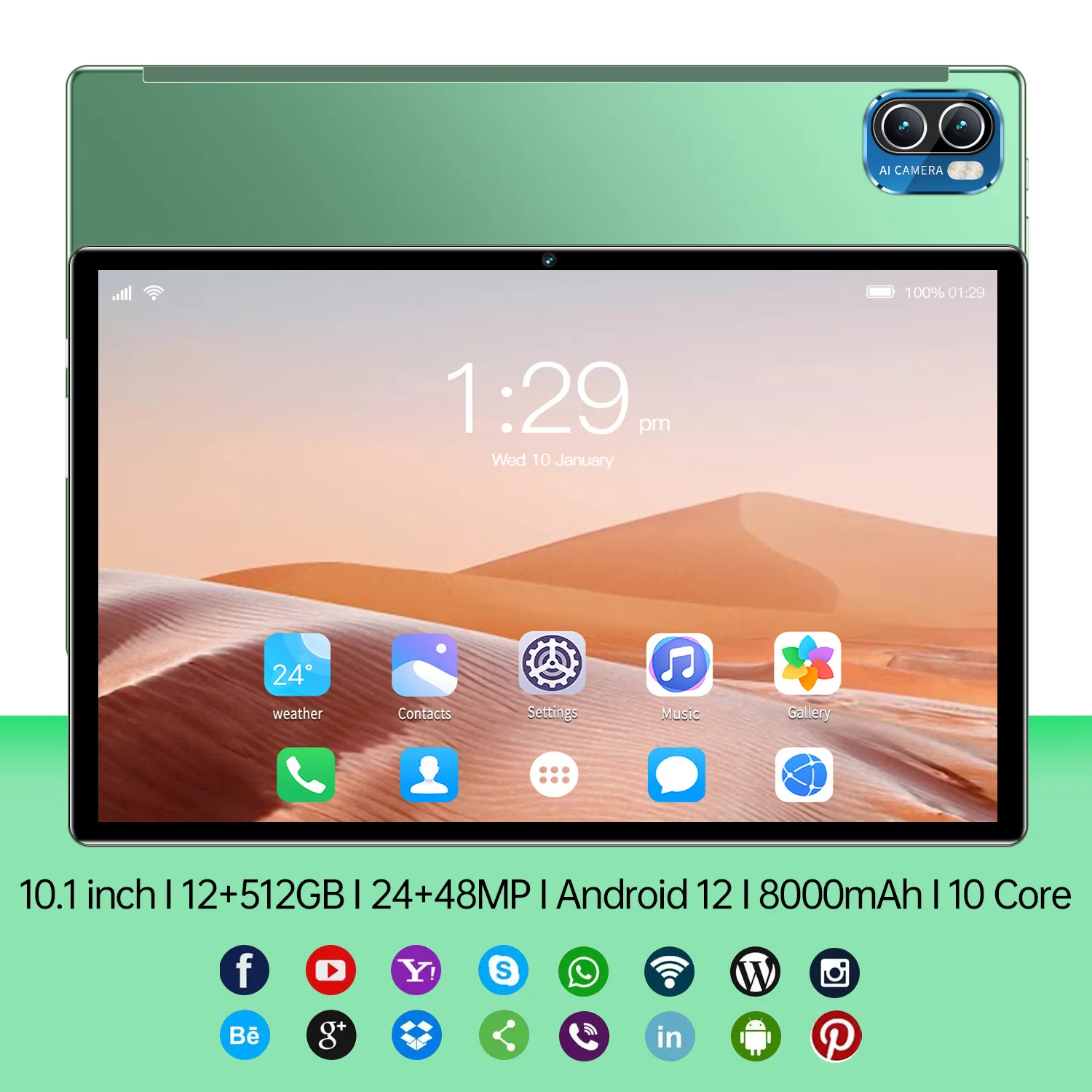 

New 10.1 Inch Tablet Pc Android 12 Google Play WiFi Bluetooth 4G Phone Call Tablets 6GB RAM 128GB ROM Toughened Glass