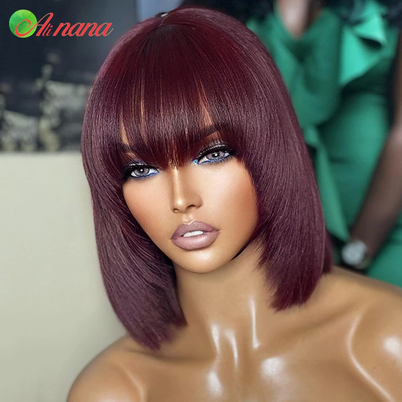 Ed Short Bob Human Hair Wig For Black Women 180% Density