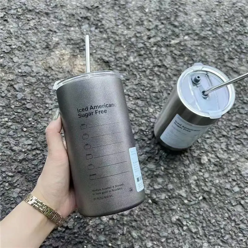 

Stainless Steel Coffee Mug Straw Cup with Lid Portable Travel Mugs Tea Cup Metal Cup Drinking Cups Water Bottles Drinkware