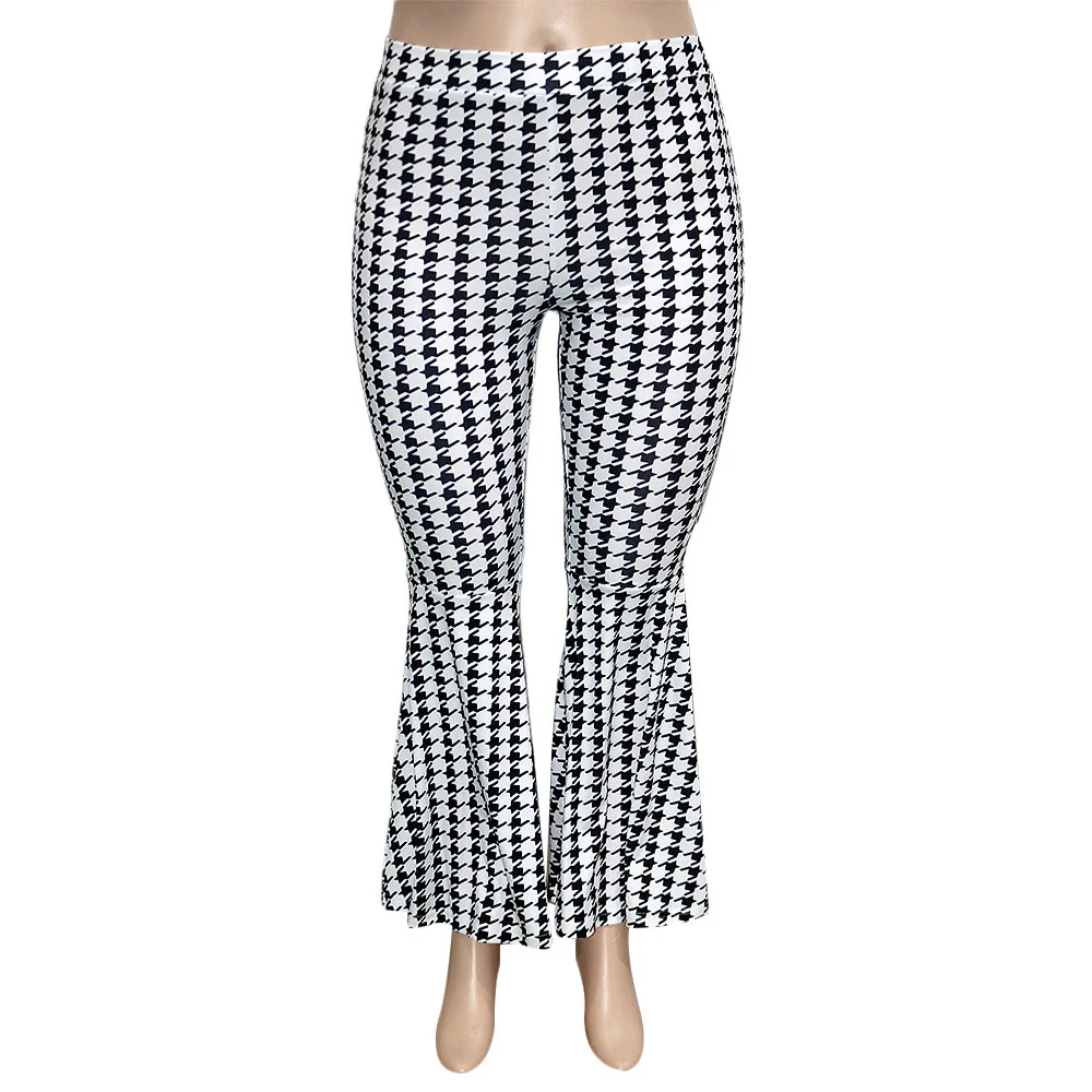 Plus Size Women Clothing 2023 New Fat MM Large Women's Casual Printed Slim Pants Flared Long Pants 2023  New Fashion Large Pants