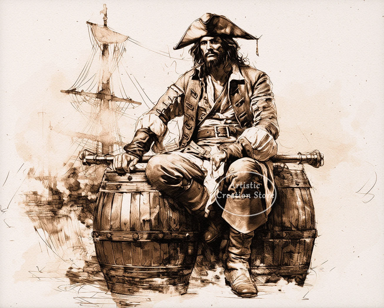 

Настенная картина "Кракен, атакующий пиратский корабль"