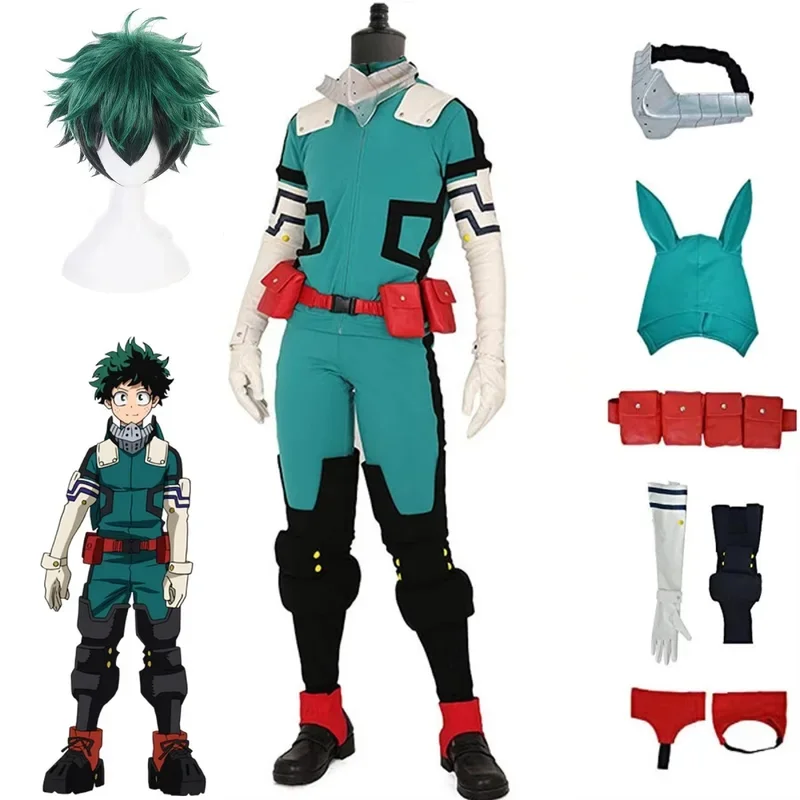 Новинка 2025 года аниме-фигурки My Hero Academy Izuku Midoriya Deku боевой парик для косплея костюм