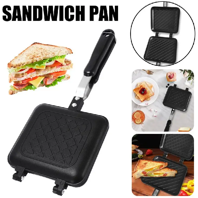 

Hot Sale Non-Stick Breakfast Sandwich Maker Fast Heating Toaster Waffle Panini Grill with Long Handle for Breakfast Bread Snacks