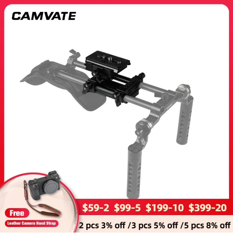 

CAMVATE Universal Manfrotto Quick Release Plate Connect Adapter With Dual 15mm Rod Clamp For DSLR Camera Shoulder Support System