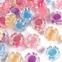 50pc transparent acrylic beads bead in bead ab color flower mixed color 58 inch16mm hole 2mm