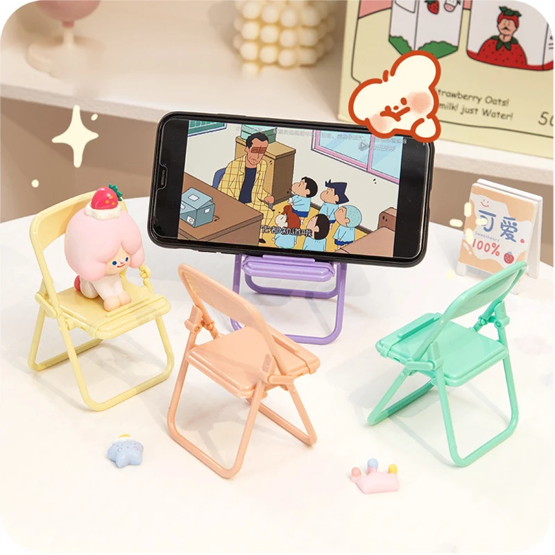 

Phone Stand Holder Small Chair Lazy Mobile Phone Stand Desktop Organizer 2022 Portable Folding Stand Creative Decoration