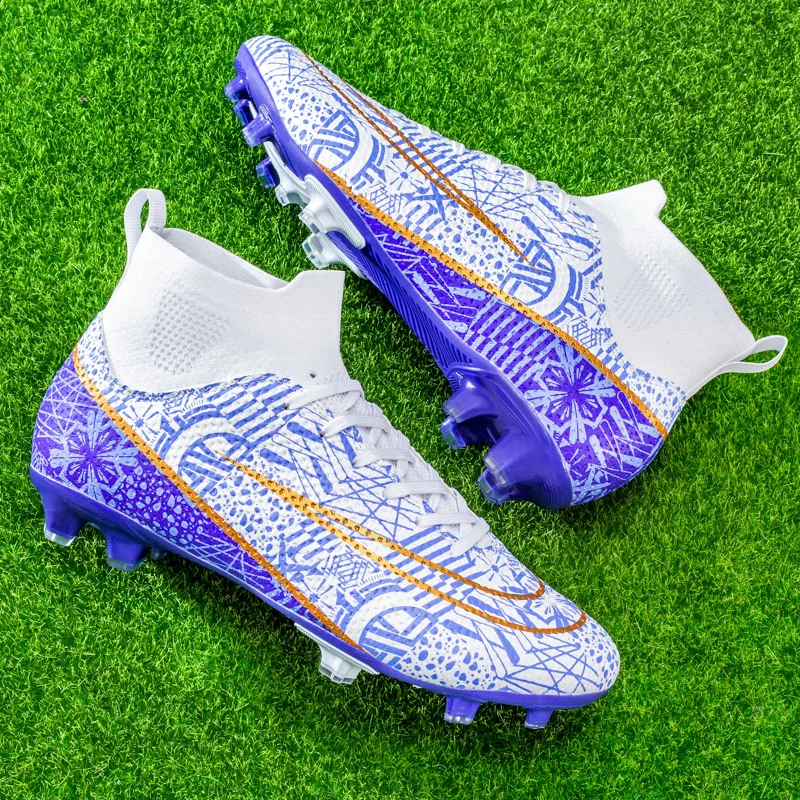 Men's High Top Football Boots Anti-Skid Soccer Shoes FG/TF Wear-Resistant Training Shoes Boy's Outdoor Soccer Cleats 2023 New