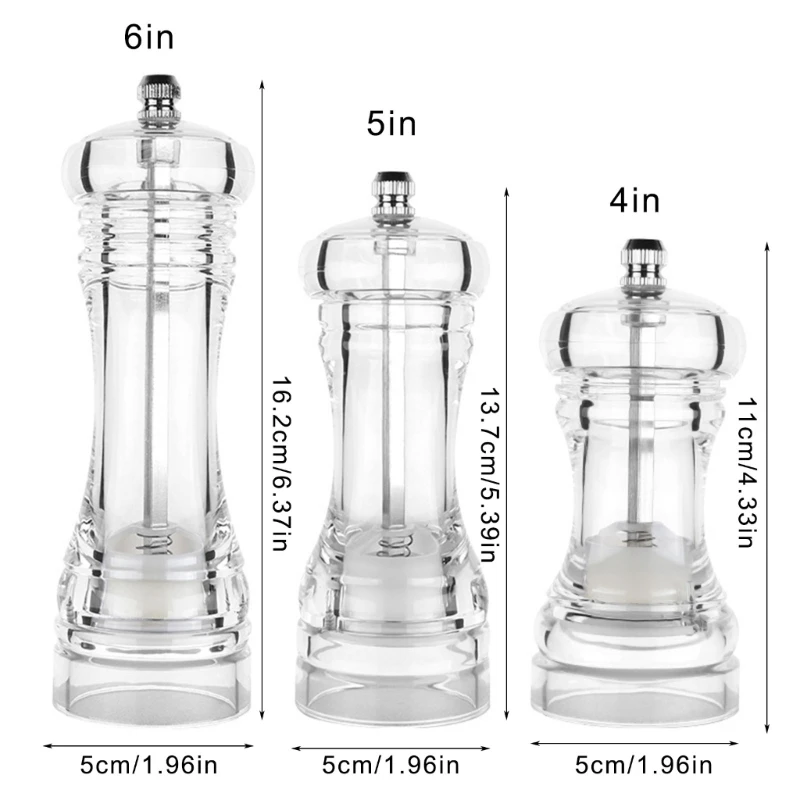 Акриловая прозрачная мельница для измельчения морской соли ручная черного перца