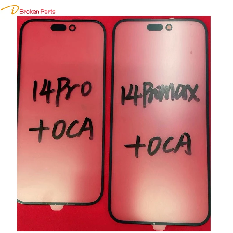 

5 шт. 2 в 1 переднее внешнее стекло для экрана OCA клей для iPhone 14 14pro 14promax pro Max Сенсорная панель сменная крышка объектива