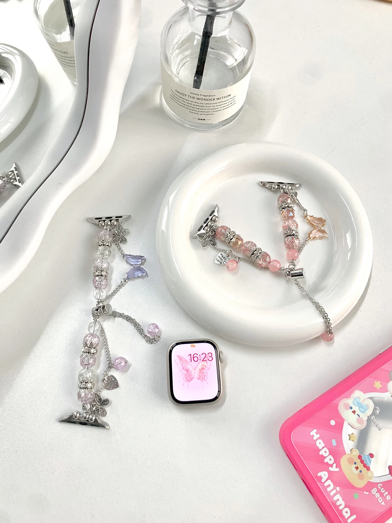 

Stylish Glass Bead Bracelet for Apple Watch 40mm41mm38mm 42mm44mm45mm49mmm Ultra Band for Iwatch 8 7 6 5 SE 4 3 2 1 Series Strap