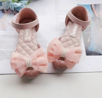 2022 baby girls sandals fish mouth soft sole bow princess shoes flower fashion toddler kids lovely sandals bowknot beach