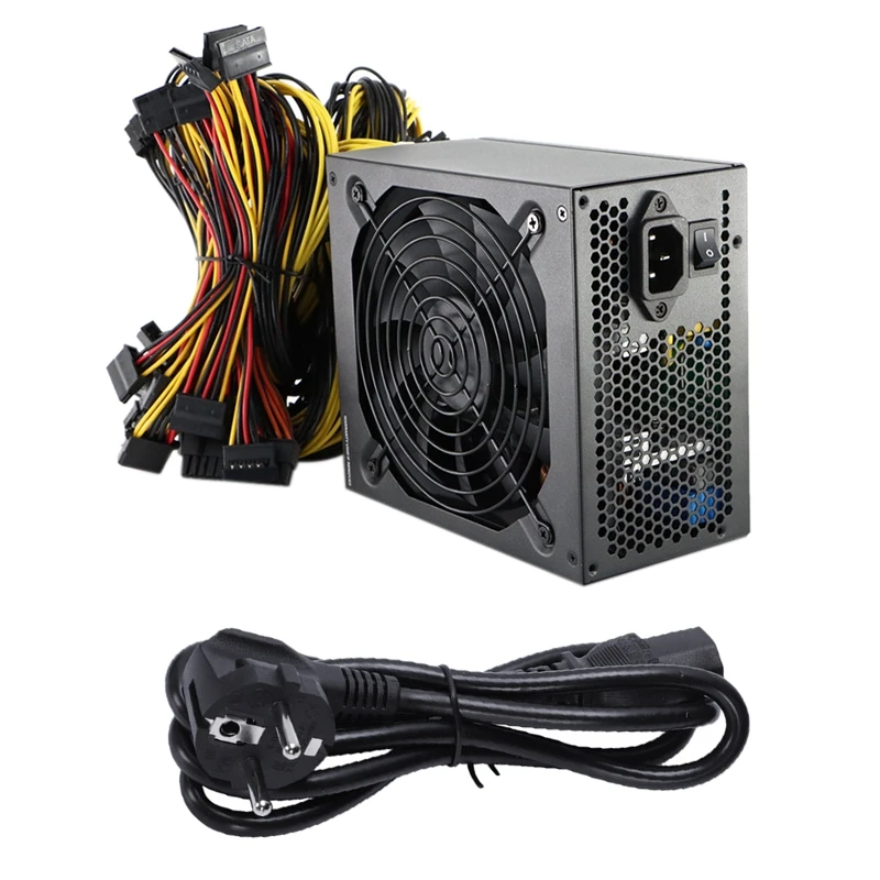 

EU Plug Mining Power Supply 1800W Support 8 GPU Cards, For ETH Bitcoin Ethereum Miner With Power Cable