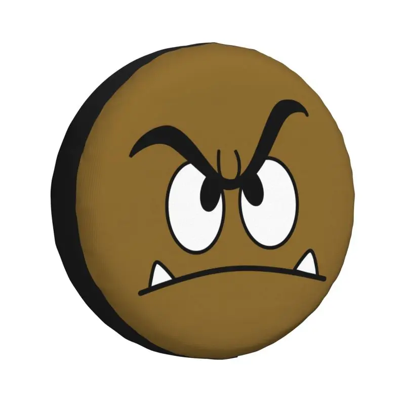 

Cartoon Game Brown Goomba Face Tire Cover 4WD 4x4 Trailer Spare Wheel Protector for Jeep Grand Cherokee 14" 15" 16" 17" Inch