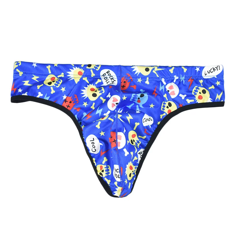 4PCS Men Underwear Thongs Breathable Men's Panties Fashion Print Thongs Underpants Underwear Simple Comfortable G-String Tanga