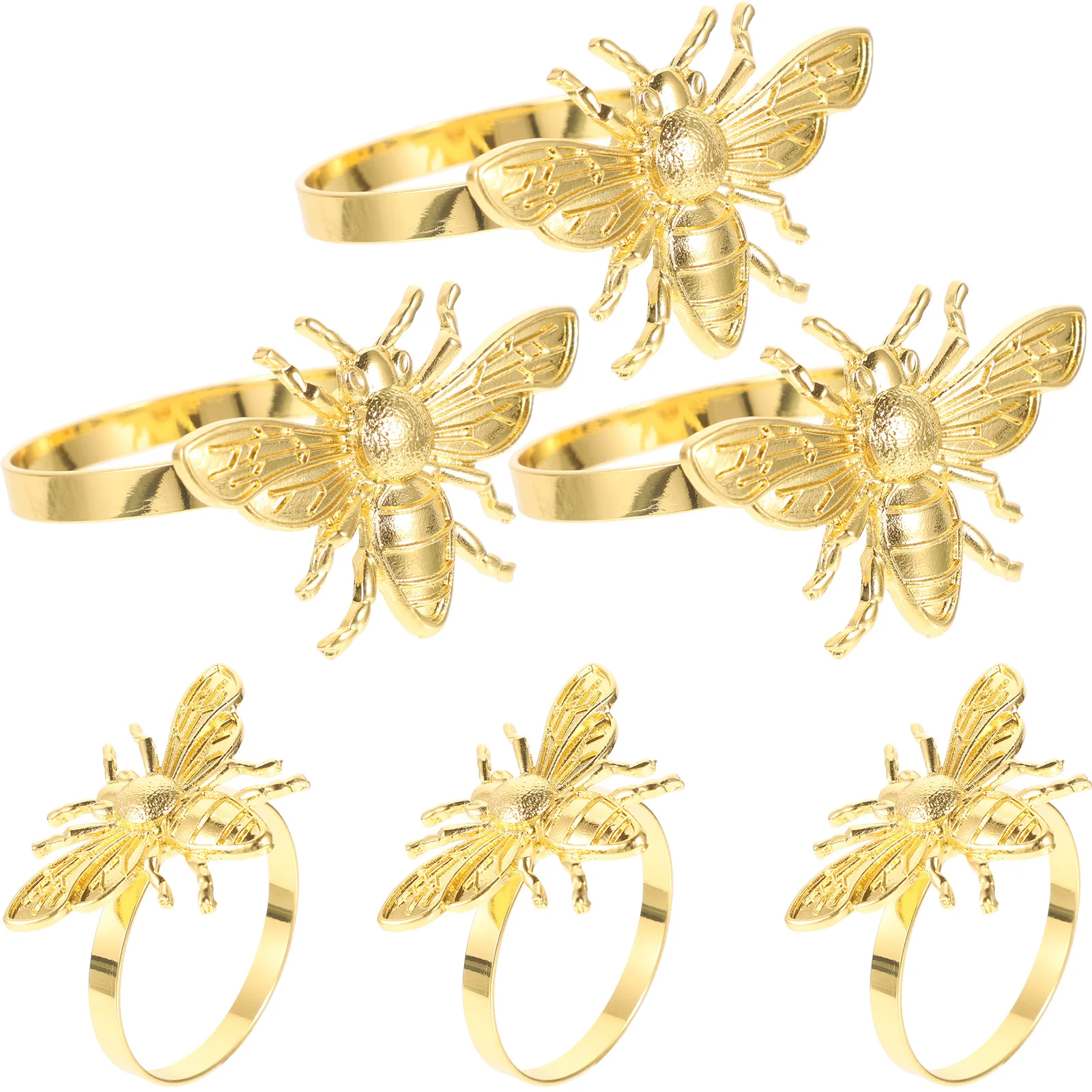 

6 Pcs Gold Paper Towel Holder Tissue Bee Alloy Napkin Ring Wedding Holders Metal