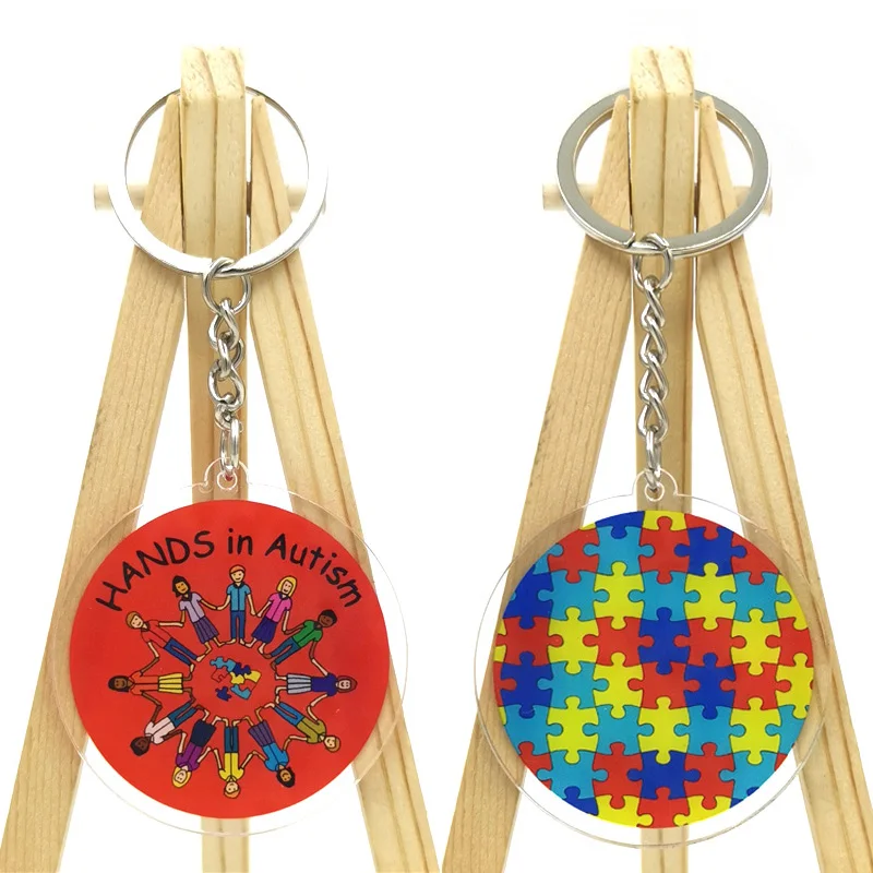 

Autism Pattern Double sided transparent acrylic animation cartoon key chain creative mobile phone small gift