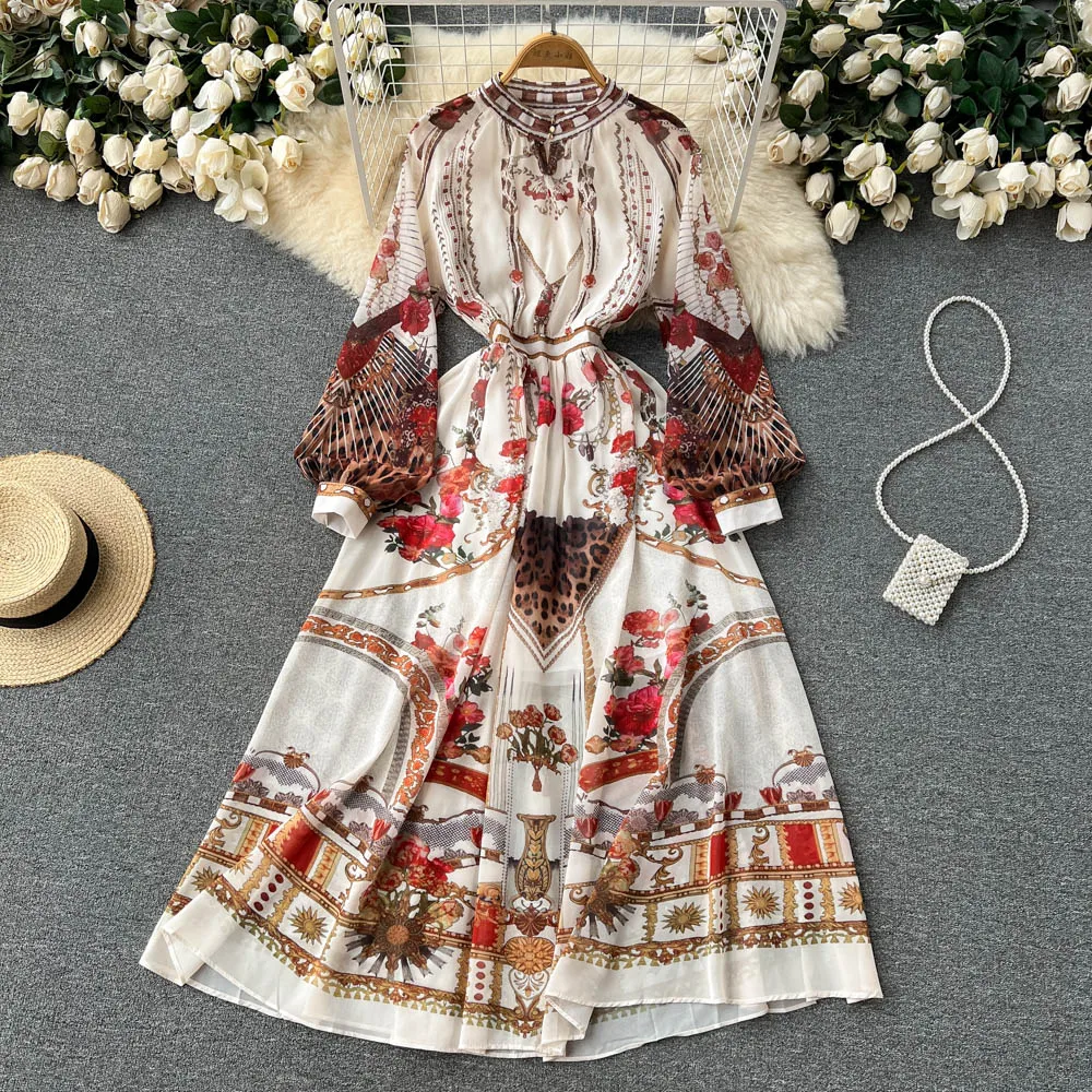

Bohemian Women Floral Long Midi Dress Elegant Casual A-Line Maxi Beach Holiday Vestidos Spring Autumn New Fashion Robe Clothes