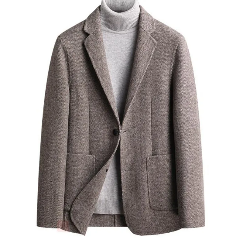 

Man Blazer Men Casual Slim Fit Herringbone Wool Blazer Jacket Banquet Wedding Blazer Suit Coat