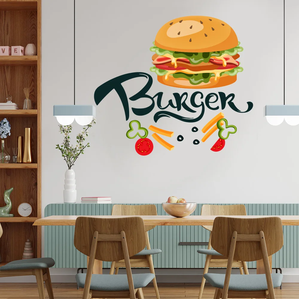Водонепроницаемые наклейки на стену с изображением пиццы гамбургеров картофеля