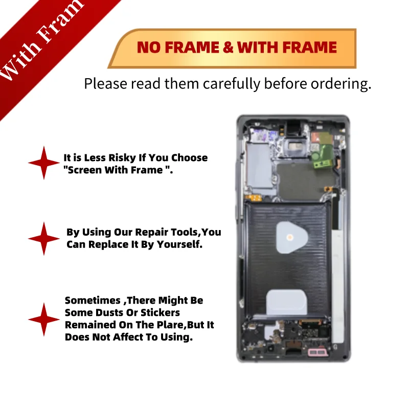 Ceny 100% Oryginalna Uwaga 20 Ultra AMOLED LCD Do Samsung Galaxy Note20 Ultra 5G Wyświetlacz Lcd N985 N986 Ekran Dotykowy Digitizer Bez Ramki