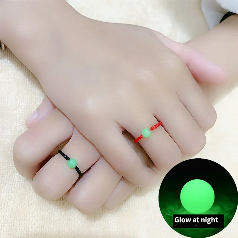 

Simple Hand-woven Luminous Lucky Bead Ring Men's and Women's Lovers Friends Personalized Fashion Ring Jewelry