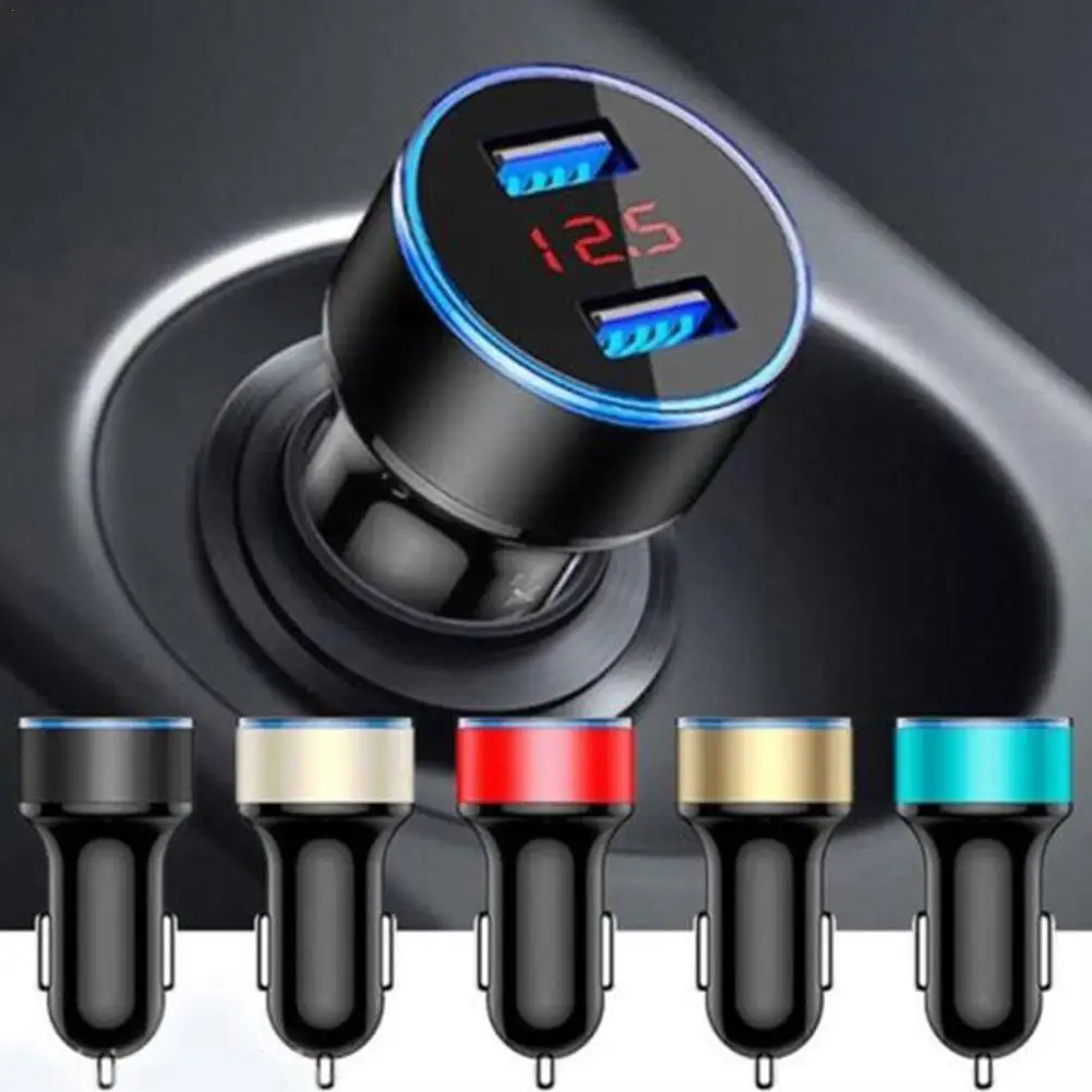 

5V 3.1A Car Charger Dual USB QC Adapter Cigarette Lighter LED Voltmeter For All Type Of Cell Phone Quick Charge 2USB Car Ch B7T0