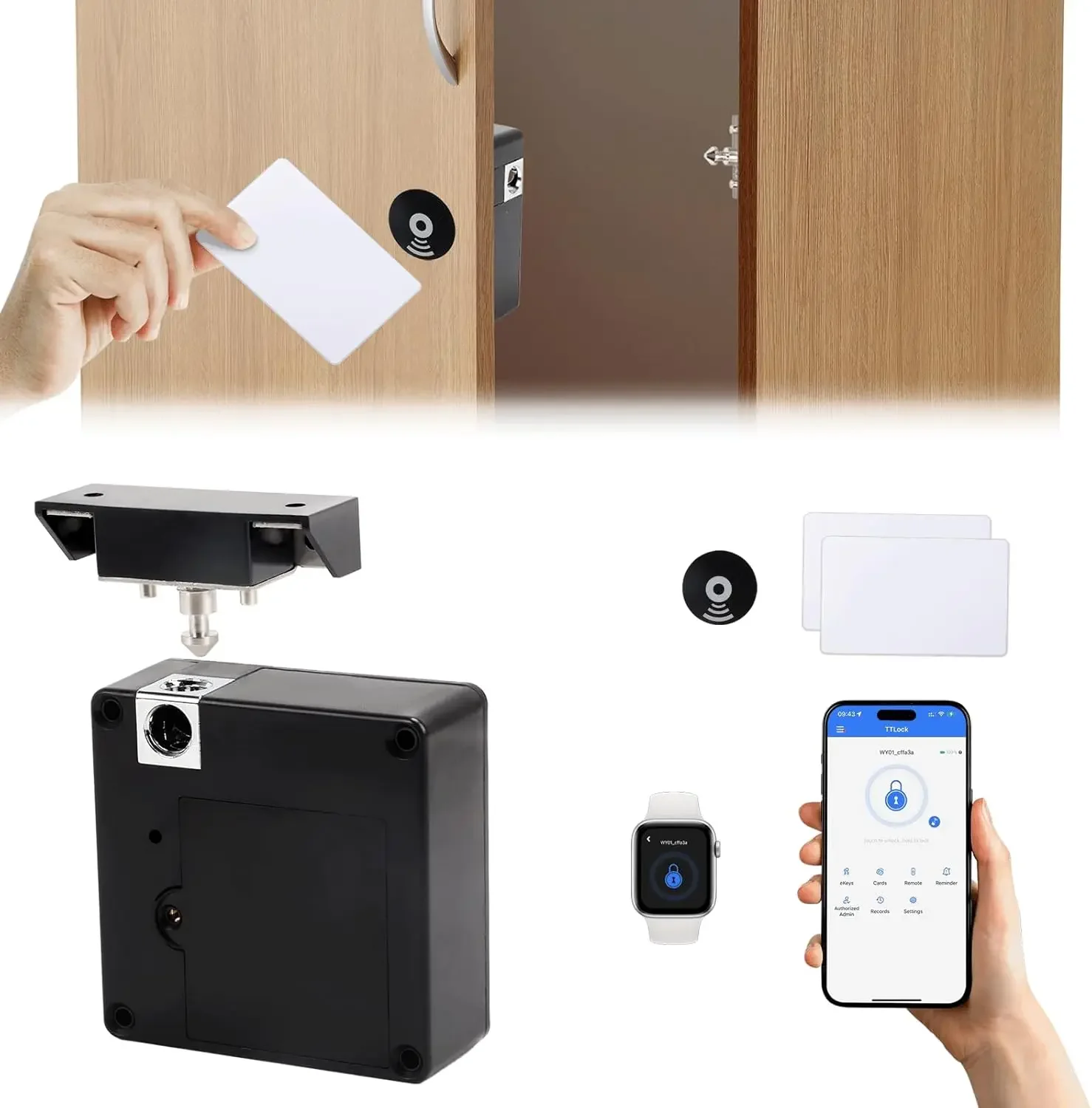 Фото Электронный замок для умного шкафчика с NFC для мобильного телефона, RFID 13.56 МГц, невидимый датчик для мебели, замок для шкафа, ящика, двери. №4
