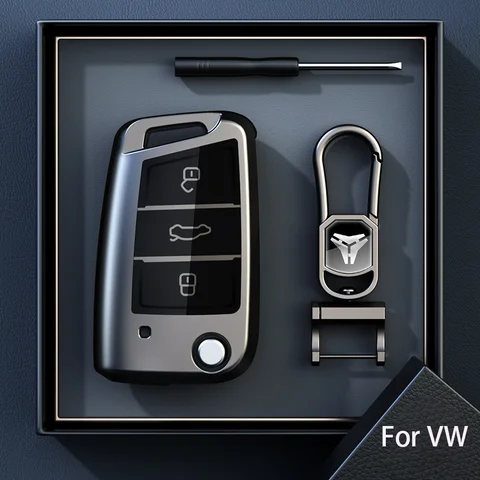 Титановый серый цвет для Volkswagen VW Polo Golf 7, Passat Tiguan MK2 Beetle Ateca Caddy T5, откидной складной чехол для ключей автомобиля, аксессуары
