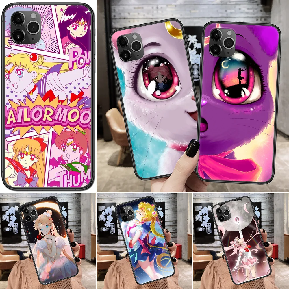 

Японский чехол для телефона с аниме Сейлор Мун для iphone SE 2020 6 6S 7 8 11 12 13 Mini Plus X XS XR Pro Max черный Модный водонепроницаемый