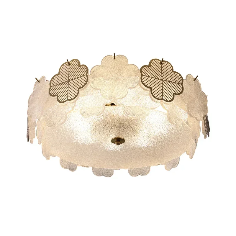 Французский 2024 белый четырехлистный клевер стеклянная потолочная лампа