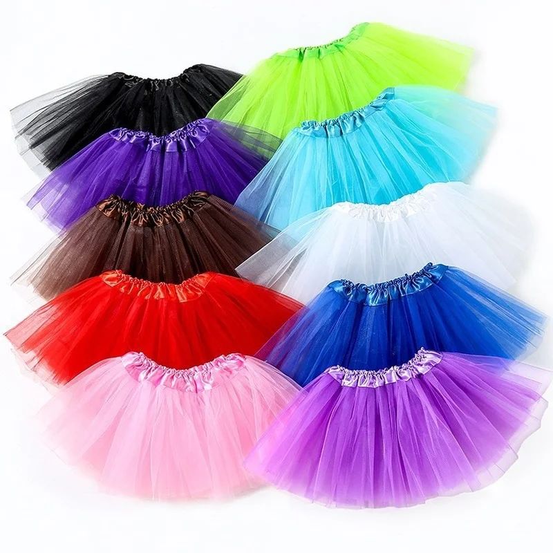 

10pcs Girls Children's Dance Mesh TUTU Skirt Three-layer Performance Elastic Waist Birthday Party Wedding Decoration Christmas