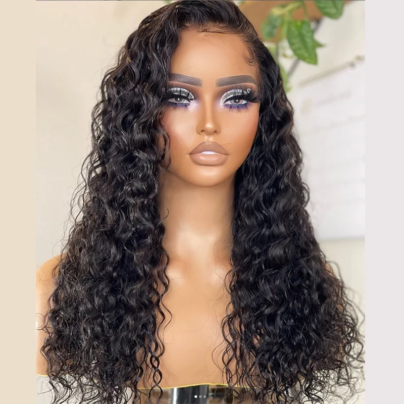 

Black Long Curly Synthetic Lace Front Wig for Black Woman With Babyhair Preplucked Heat Resistant Fiber Hair Glueless Daily Use