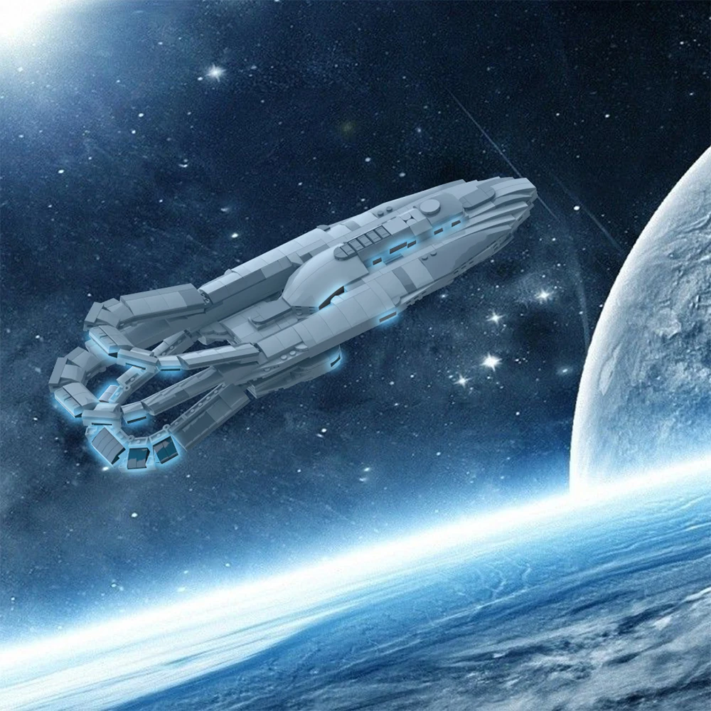 

MOC Planetary Union USS Orville ECV-197 Starship Building Blocks Spaceship Airship Model Bricks Toys For Children Birthday Gifts