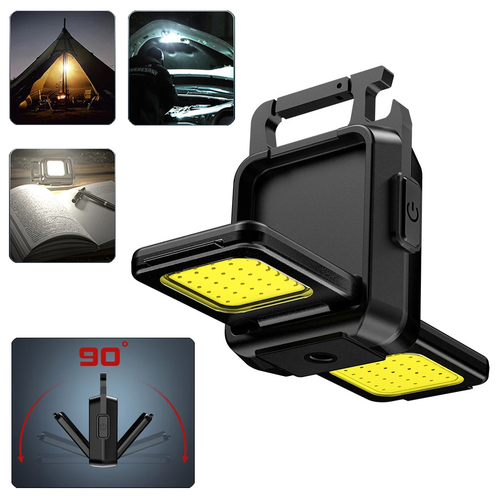 

Mini LED Portable Keychain Flashlight Multifunction COB Work Light USB Rechargeable Strong Magnet Outdoor Camping Lantern