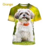 2022 summer cute shih tzu dog short sleeve t shirt unisex animal pet casual fashion harajuku print streetwear tops