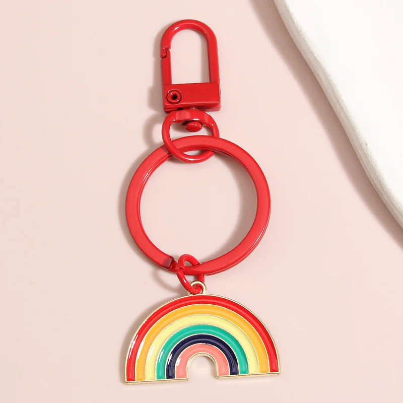 

Cute Enamel Keychain Rainbow Key Ring Colorful Arched Line Key Chains For Women Men Handbag Pendant Accessorie DIY Jewelry Gifts