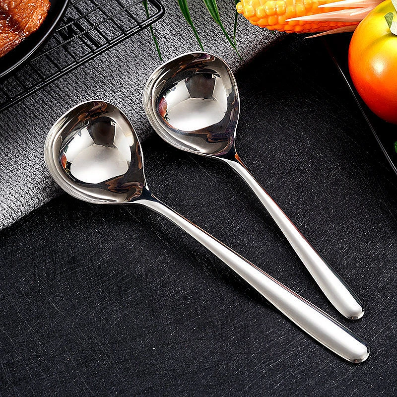 

1 PC Long Handle Stainless Steel Soup Spoon Hot Pot Spoons Ramen Scoops Kitchen Ladle Colander Tableware Cooking Utensils