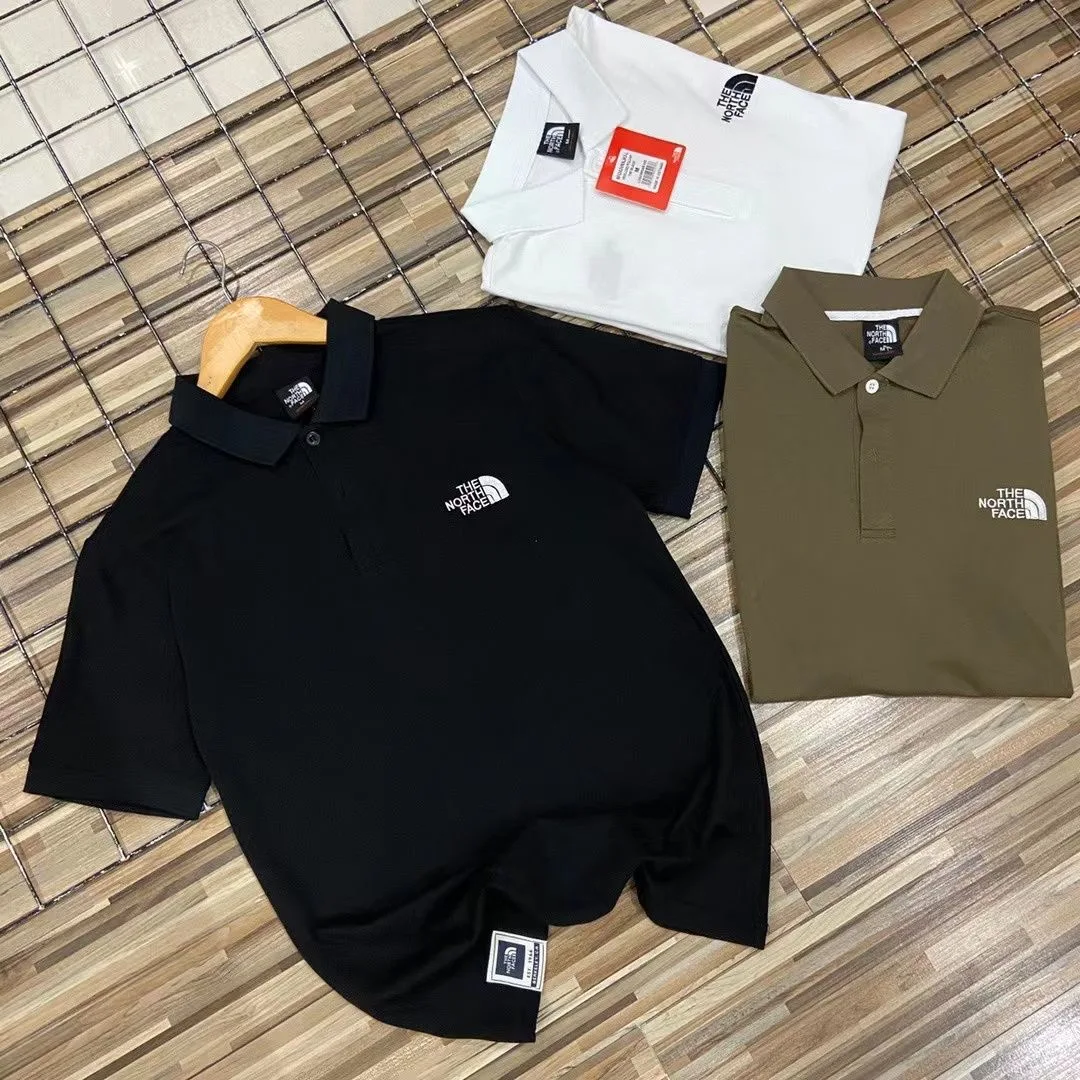 

2023 spring and summer new couple embroidery pure cotton short-sleeved T-shirt men's outdoor sports lapel loose POLO shirt