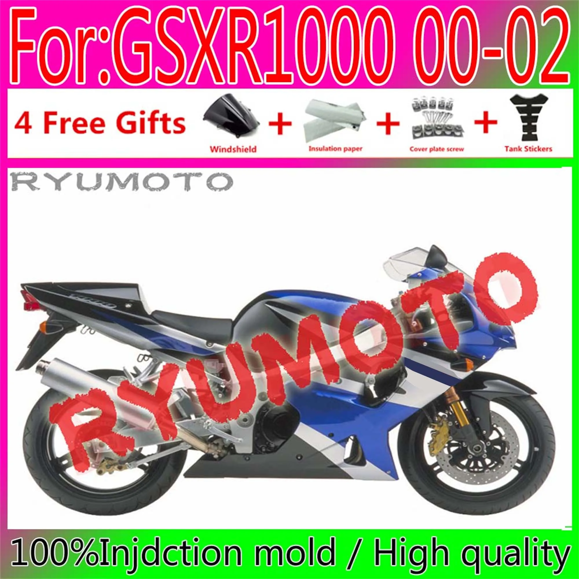 

НОВЫЕ комплекты обтекателей для мотоциклов SUZUKI GSXR1000 00 01 02 K1 GSXR 1000 2000 2001 K2 Обтекатели для кузова