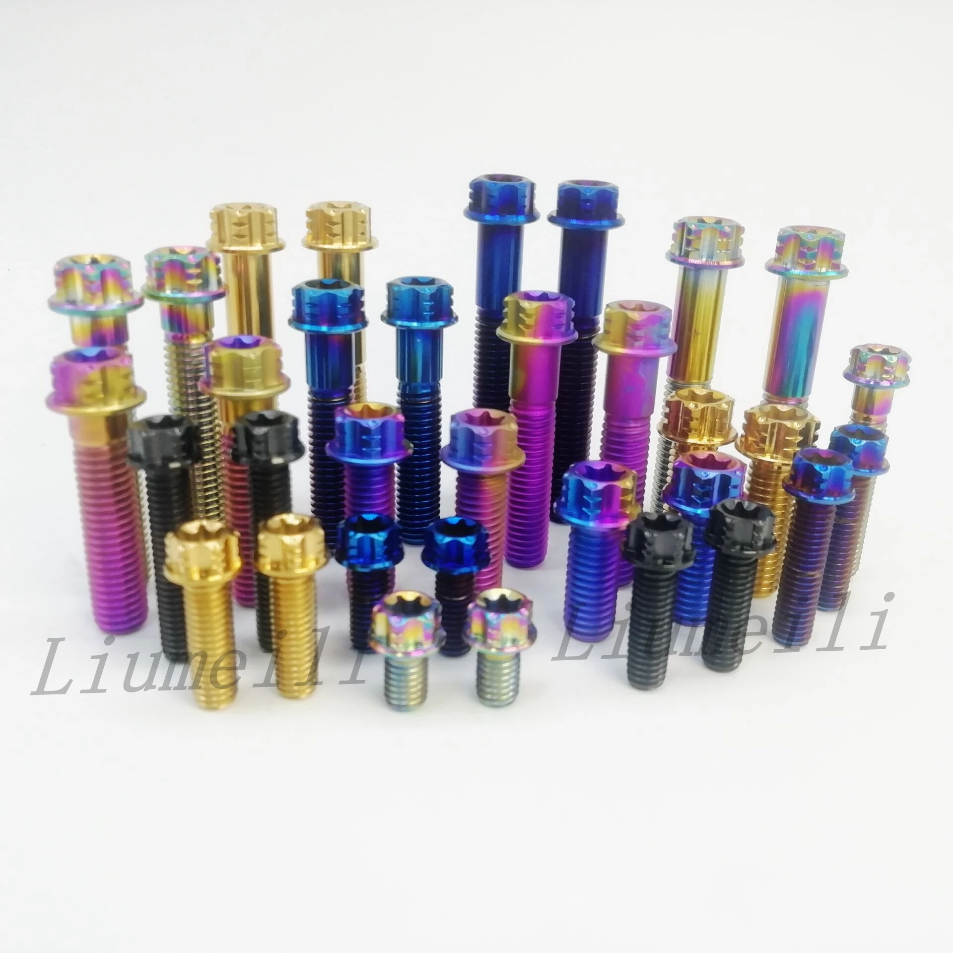 Титановые Ti-болты Liumeili, винт с фланцевой головкой Torx M6 M8 M10x10/15/20/25/30/35/40/45/50/55/60 мм для велосипеда, мотоцикла, 1 шт.